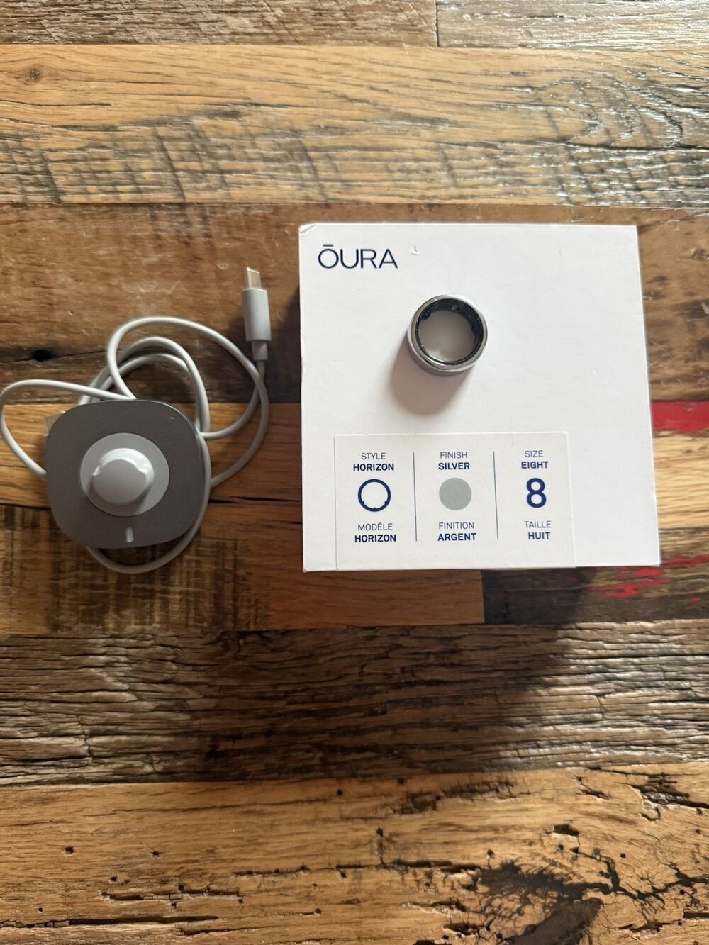 ✨ Oura Ring Gen 3 Silver Horizon, Unisex, Size 8 + New Charger